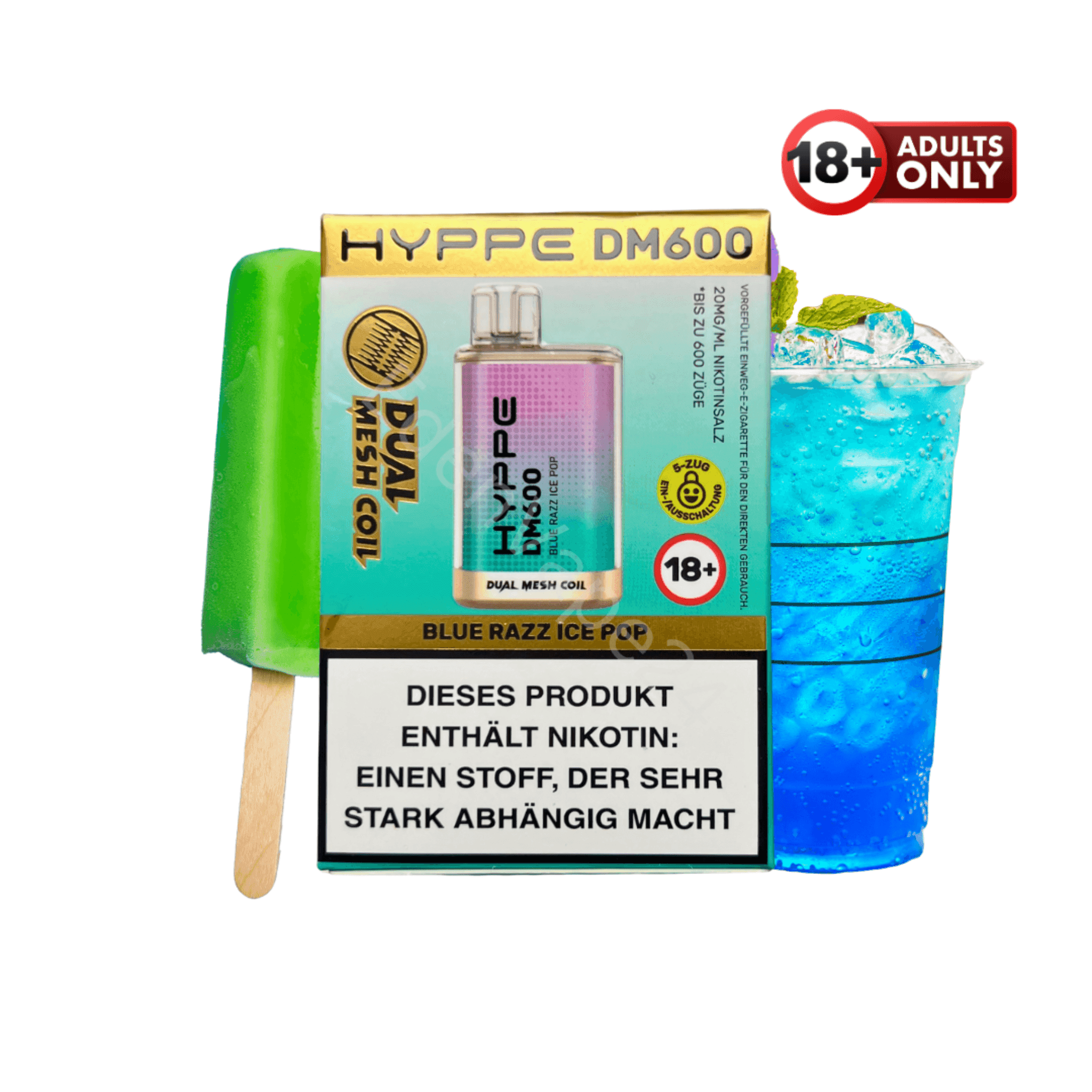 Flerbar HYPPE DM600 - Blue Razz Ice Pop - EdenVape24